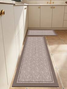 1 Pc Brown Wave Pattern Kitchen Mat, 3.5 Mm Soft Rubber That Absorbs Water And Is Easy To Clean. Suitable For Corridors, Bathrooms, Living Rooms, Outdoor Door Mats, And Toilets. Useable Throughout The Year And For Various Holidays. - Multicolor - View 10