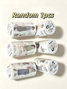 1 Roll Die-Cut Easy-Tear Paper Washi Tape, Ins Artistic Pattern No-Cut Detail, Scrapbook Border Background Color DIY Collage Decorative Tape, Scrapbook Material Stickers, Korean Style Customized Stickers, Diary Decoration Supplies - A - View 7