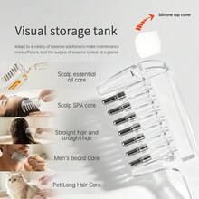 2pcs Hair Root Essence Applicator Comb, Transparent Crystal Liquid Dispensing Massage Comb, Portable Scalp Oil Application Tool, Unisex, No Essential Oil Included, With Liquid Tube - Clear - View 6