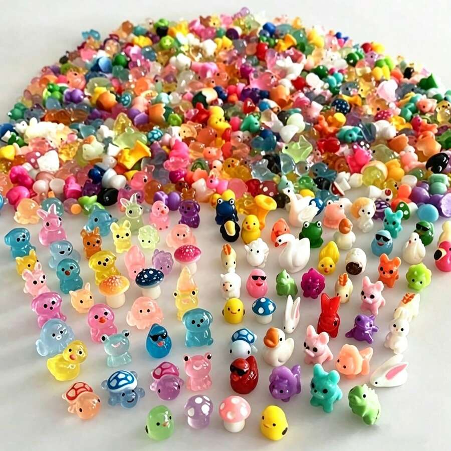 30/50/100pcs Resin Glow-In-The-Dark Small Animals, Random Colors, No Electricity Required, Suitable For Garden, Party, Mini Landscape, Pond, Dollhouse Decoration And Other Holiday Occasions, Random Styles - Multicolor - View 1