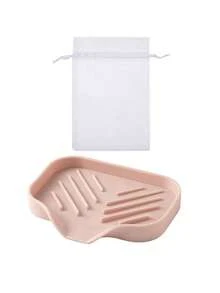 Self-Draining Silicone Soap Dish, No-Drill Wall-Mounted Soap Holder, Slanted Drainage Design For Quick Drying And No Water Accumulation, Space-Saving, Suitable For Bathroom, Kitchen, Vanity, Sink, Non-Slip Base, Gift For Homeowners And Renters - Multicolor - View 10