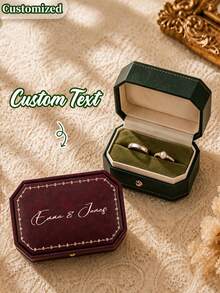 Custom Octagonal Ring Box, Vintage Leather Style, Wedding Ceremony Ring Box, Romantic Proposal Box, Engagement Ring Storage Box, Anniversary Gift Box, Wedding Photography Prop, Valentine's Day Jewelry Storage Box - Multicolor - View 4