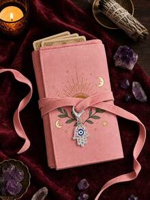 Tarot Card Pouch Star Moon Evil Eye Velvet Tarot Bag, Tarot Card Storage Roll Bag, Divination Card Storage Bag, Board Game Card Protective Case, Scroll-Style Card Bag, Suitable For Divination Enthusiasts, Occult Players, Perfect For Halloween, Birthday Holiday Gifts, Dust-Proof And Scratch-Resistant Card Protection, Home Meditation Gathering Tie-Wrap Card Storage Bag With Fatima Hand Pendant - Multicolor - View 6