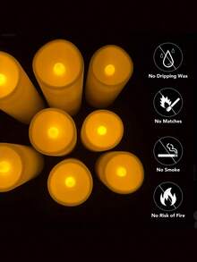 4pcs/12pcs Flameless LED Candles, Flickering Pillar Candles Battery Operated, Home Wedding Party Holiday Decoration, With 10-Key Remote Control And 24-Hour Cycle Timer, 24pcs Set - Beige Pillar Candle - View 5