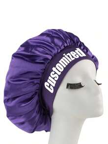 Customized Name Silk Satin Bonnet For Curly Hair, Personalized Mulberry Silk Hair Wrap With Adjustable Strap, Beauty Sleep Cap - Multicolor - View 8