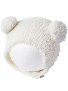 1/2pcs Baby Cute Bear Ear Fleece Hat, Soft Textured Warm Ear Protection Hat For Autumn/Winter, With Tie Knot, Cold-Proof Knitted Hat For Daily Wear - Multicolor - View 7