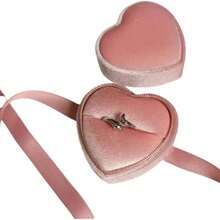 Vintage Heart-Shaped Mini Ring Box, Single Diamond Ring Box, Proposal Ring Box, Wedding Ceremony Ribbon Necklace Box, Jewelry Prop, Jewelry Box, Storage Box, Accessory Organizer, Organizer, Box, Valentine's Day, Christmas, Gift Box, Jewelry Display - Multicolor - View 10