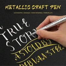 2pcs Metal Craft Pen Set: Gold, Silver And Copper Permanent Paint Pens, Suitable For Crafts, Scrapbooking And Fabric Art, Vibrant Colors And Smooth Application - 2 Pcs - View 7