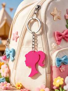 Ponytail Silhouette Pendant, Made Of Acrylic, With Metal Keychain Chain, Can Be Used To Hang On Backpacks Or Keys, A Sweet And Cool Accessory - Multicolor - View 2