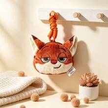 Miniso 授權 Disney Pixar Lotso Bear & Zootopia 毛絨零錢包，多功能迷你收納袋，手腕掛繩手機掛繩迷你包，柔軟毛絨耳機包鑰匙圈錢包手機吊飾，適合兒童女孩禮物 - 橘色 - 查看 2