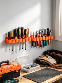 1pc Wall Mounted Tool Organizer Holder, Plastic Tool Storage Rack For Screwdrivers Pliers Wrenches, Garage Workshop Tool Storage Organizer - Conventional - View 2