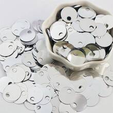 210pcs 15mm Large Hole Flat Round Metallic Glitter Pvc Silver Base AB Color Sequins Large Hole Loose Shiny Sequin Paillettes Spangles Applique Bulk For Sewing Making Crafts Embroidery Clothes Dresses Garment Diy - 20 Grams - View 25