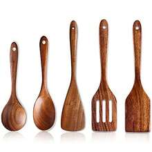 5pcs Best Wooden Spoon Cooking Kitchen Utensils Set, Cooking Spatula, Tableware, Slotted Serving Spoon, Flat Scraper Set, Wooden Tableware, Mixed Cooking Spoon Kitchen Tools - View 1