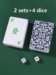 Portable 432pcs Chinese Mahjong And Playing Cards Set, Waterproof Resin Mahjong Tiles And Plastic Cards, Multi-Color, Suitable For Travel, Camping, Beach, Office, Home, Party Game Night, Adult Players Birthday And Christmas Gift - A - View 14