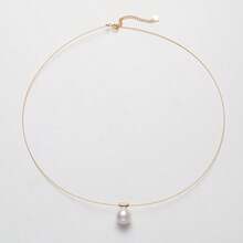DARA Freshwater Pearl Pendant Necklace S925 Silver 9-10mm White Pearl Minimalist Style For Daily Commute And Travel Wear - Multicolor - View 5