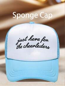 1 PC Men's "Just Here For The Cheerleaders" Printed Hat, Adjustable, UV-Protective, Ideal For Hiking, Mountain Climbing, And Travel - Multicolor - View 4