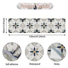 1 Roll French Gilded Floral Marble Mosaic Self-Adhesive Floor Sticker, 30 X 120Cm Vinyl Peel And Stick Removable Waterproof Non-Slip Wear-Resistant Seamless Floor Decal, Floor Renovation For Entryway Living Room Kitchen Bathroom, Renter-Friendly - Marble Inlay - View 4