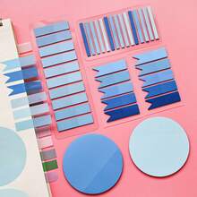 6pcs/Pack Index Tabs Labels PET Semi-Transparent Blue Series Sticky Notes Marker Tabs Student Textbook Record Tabs Reading Book Memo Tabs School Supplies Back To School Supplies Ultra-Thin Index Tabs - one-size - View 2