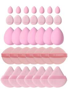 50 cái/35 cái/25 cái/15 cái mút trang điểm nhiều màu hình tam giác, bông phấn ngón tay mềm mịn, dùng cho kem nền, che khuyết điểm, tán phấn, giúp lớp trang điểm mịn màng, bộ dụng cụ trang điểm đầy đủ cho người mới bắt đầu - Hồng - Xem 9