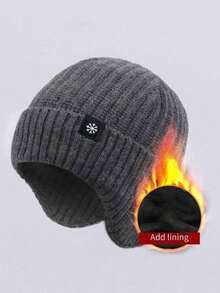 1pc Men's Thick Wool Earflap Knit Hat, Perfect Gift For Father, Ideal For Christmas Or Valentine's Day - A - View 9