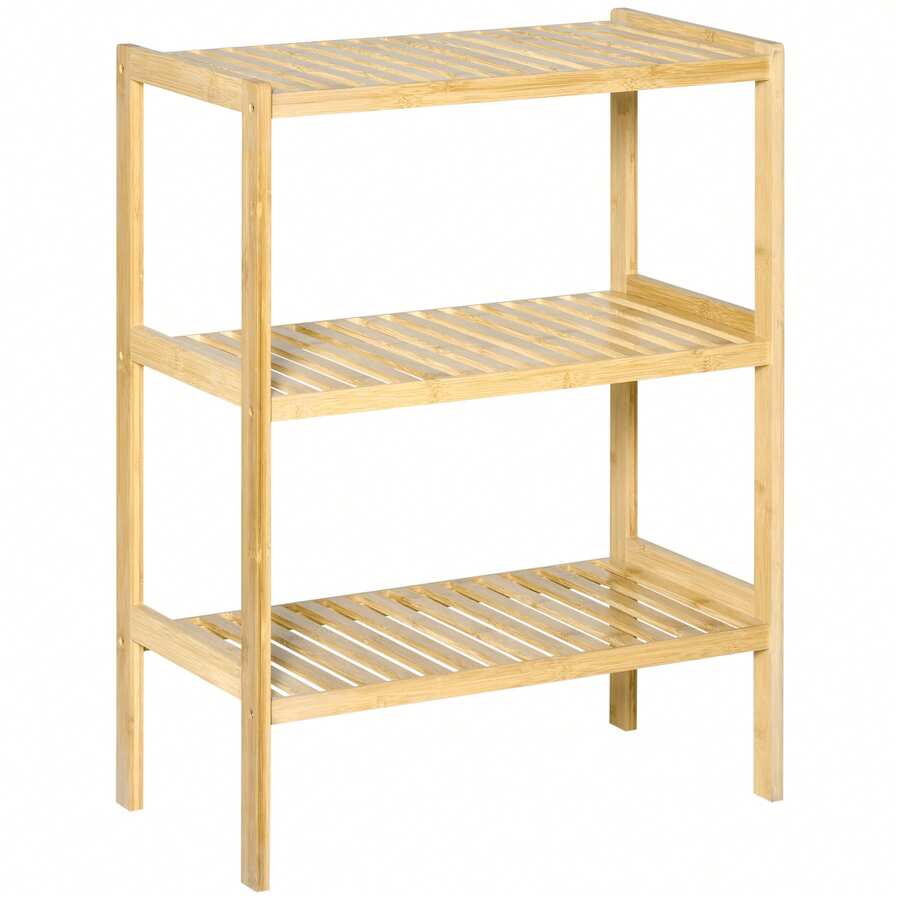 Opbergrek, 3-laags bamboerek, boekenkast voor woonkamer, slaapkamer en kantoor, 62 x 33 x 80 cm - A - Bekijken 1