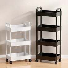 Multi-Layer Rolling Storage Cart - Compact Space-Saving Design, Sturdy Plastic Construction, Suitable For Kitchen, Bathroom, Bedroom, Office, Warehouse, Garage - Easy To Assemble, Versatile Multi-Layer Shelf, Household Storage Rack, Requires Manual - Car Storage Rack/Black - View 4
