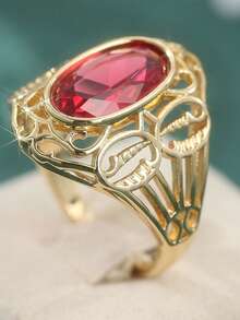 Vintage Luxury Gold Hollow Ring, Jewelry Accessory For Women To Wear At Holiday Parties - Gold - View 3