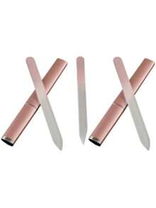 5/2/1 Pc Glass Nail File And Buffe, Crystal Nail File For Natural Nails, Nano Nail Shine Polisher Care Set, Suitable For Travel And Nail Salon, Rose Gold - Coral Pink - View 9