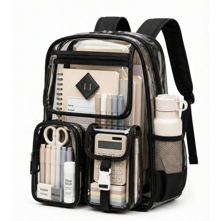 NEWHEY Clear Backpack For School,Heavy Duty PVC Transparent Bookbag For Boys And Girls Stadium Approved See Through Backpack - Multicolor - View 1