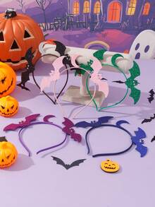 1/3/6pcs FallNewGothicHalloweenWomen3DHeadbandPumpkinGhostBatSpiderWebSparkleWomenHairAccessoryCostumePropFallWomenAccessoryHairAccessory - Multicolor - View 3