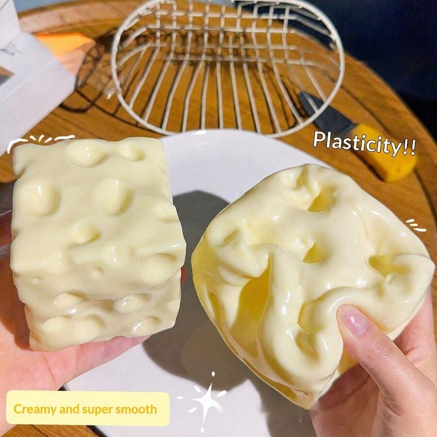 New Giant Cheese Filled Squishy, Square Cheese Ball Squishy, Realistic Bread Texture, Slow Rebound TPR Shell, Stress Relief Toy, Perfect Gift For Birthday, Christmas, Halloween, Easter