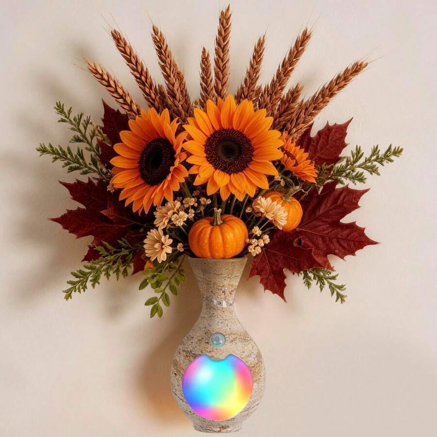 Realistic Floral Decorative Wall Lamp LED Magnetic Induction Wall Light Vase Decoration Lamp Rechargeable 800mAh Battery RGB Dimmable Suitable For Vase, Desk, Home Decor, Christmas, Wedding, Party, Fashion Home Decor