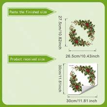 1pc Holiday Holly Berry Mirror Sticker, Double Corner Floral Leaf Frame Mirror Glass Decorative Decal - Multicolor - View 6