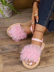 Women's Mesh Daily Versatile Fashion Flat Sandals - Baby Pink - View 4