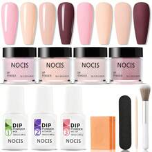 NOCIS Dip Powder Nail Kit - Set Pemula 4 Warna dengan Nude, Pink, Glitter & Putih, Plus Base Coat, Top Coat & Cairan Aktivator, Buffer Kuku, Kuas & Kikir - Sistem Celup Akrilik untuk Manikur DIY, Tanpa Aroma, Tidak Perlu Daya. - MultiWarna - View 1