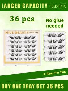 36 Clusters Glue-Free Thin Eyelash Clusters, Lightweight And Burden-Free, Natural Look, Freely Combinable, Left And Right Eye Eyelash Clusters - C - View 4