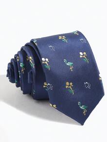 1PC Floral Flamingo Tie-Free Vintage Artistic Style Shirt Decorative Skinny Tie - Multicolor - View 6