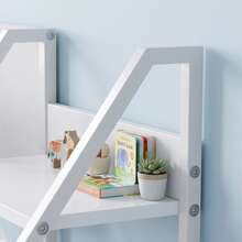 Kinderboekenkast met 3 planken, boekenkast voor kinderen met stoffen lade, 93 x 30 x 76 cm, wit - A - Bekijken 11