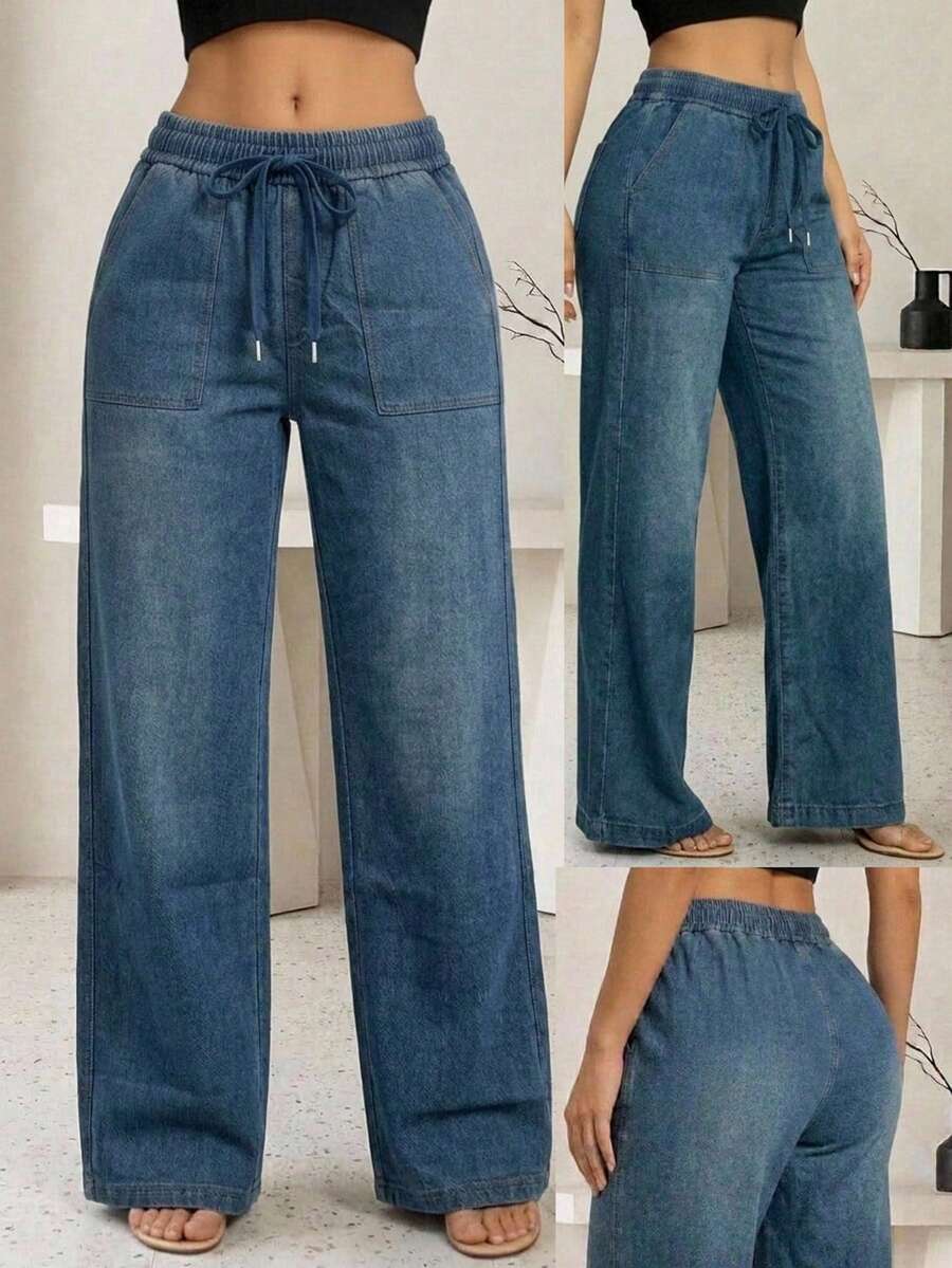 Women Pants - Medium Wash - View 1