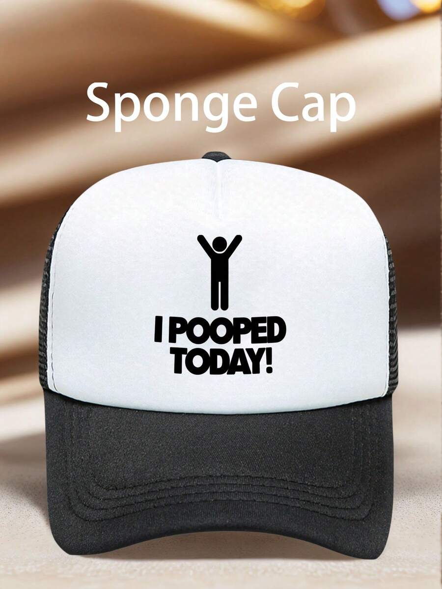 1 PC Men's "I POOPED TODAY!" Printed Hat, Adjustable, UV-Protective, Ideal For Hiking, Mountain Climbing, And Travel