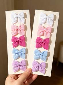 10pcs Multicolor Minimalist Bow Hair Clips, Sweet Bow Hair Clips, Gentle Hair Clips, Exquisite Hair Accessories, Suitable For Girls' Daily School Wear Gifts - Multicolor - View 1