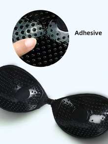 2 Pairs Invisible Adhesive Push-Up Bras, Strapless Lift Bra, Self-Adhesive Nipple Covers, Reusable Front-Closure Strapless Bra, And Strapless, Shoulderless Adhesive Bra Pads Designed For Strapless Dresses And Vacation - Black - View 2