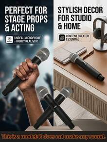 1pc Microphone Prop, Lightweight Plastic Simulated Microphone Model, Suitable For Stage Performance, Party Decoration, Photography Prop And Cosplay Costume Accessory - View 3