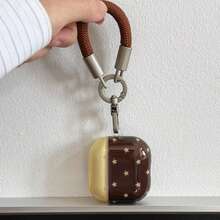 Korean Minimalist Transparent Coffee Bottom Yellow Star + Coffee Color Short Braided Rope Earphone Case Compatible With AirPods Pro 3 New Pro 2 Protective Cover Pro Cute Apple 4 Minimalist 3 Personalized 1/2 Generation Girls Earphone Case Protective Cover Spring/Summer Earphone Case/Birthday Gift/Holiday Gift - Brown - View 7