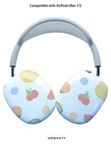 GIIPPA Glossy Hard Ear Cup Protective Cover With Fruit Pattern, Unisex Anti-Scratch Shell Compatible With AirPods Max 1/2 Oval Over-Ear Headphones For Daily Commute, Campus, Cafe, Travel, Picnic And Other Scenarios, Matching Accessories - Pink - View 1