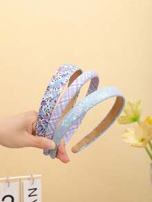1/3pcs Children's Sweet Super Shiny Sequin Headband, High Crown Wide Rim Hair Hoop, Makeup Face Washing Hair Clip New Head Accessory, Suitable For Daily, Casual, School Use - Multicolor - View 5