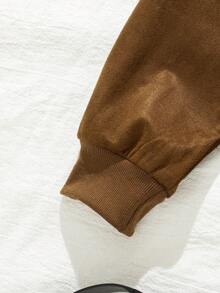 Jaket Kasual Sehari-hari untuk Anak Perempuan, Model Maillard, Warna Polos, Bahan Suede, Kerah Bulu, Resleting, Musim Gugur/Dingin - Coklat - View 6