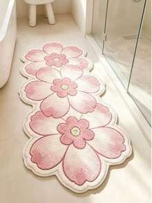 1 pieza Alfombra de patchwork floral rosa, alfombra engrosada, alfombra gruesa, alfombra de felpa, alfombra de otoño/invierno, alfombra engrosada, alfombra decorativa, decoración de dormitorio, alfombra pequeña, alfombra, decoración del hogar, alfombra de sala de estar - Rosa - Ver 3