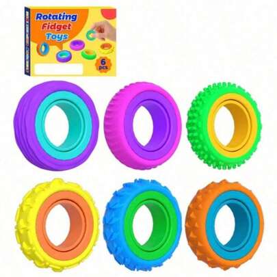 6/12 piezas Anillos de juguete sensorial de silicona, anillos silenciosos, adecuados para el aula, recuerdos de fiesta y rellenos de piñata