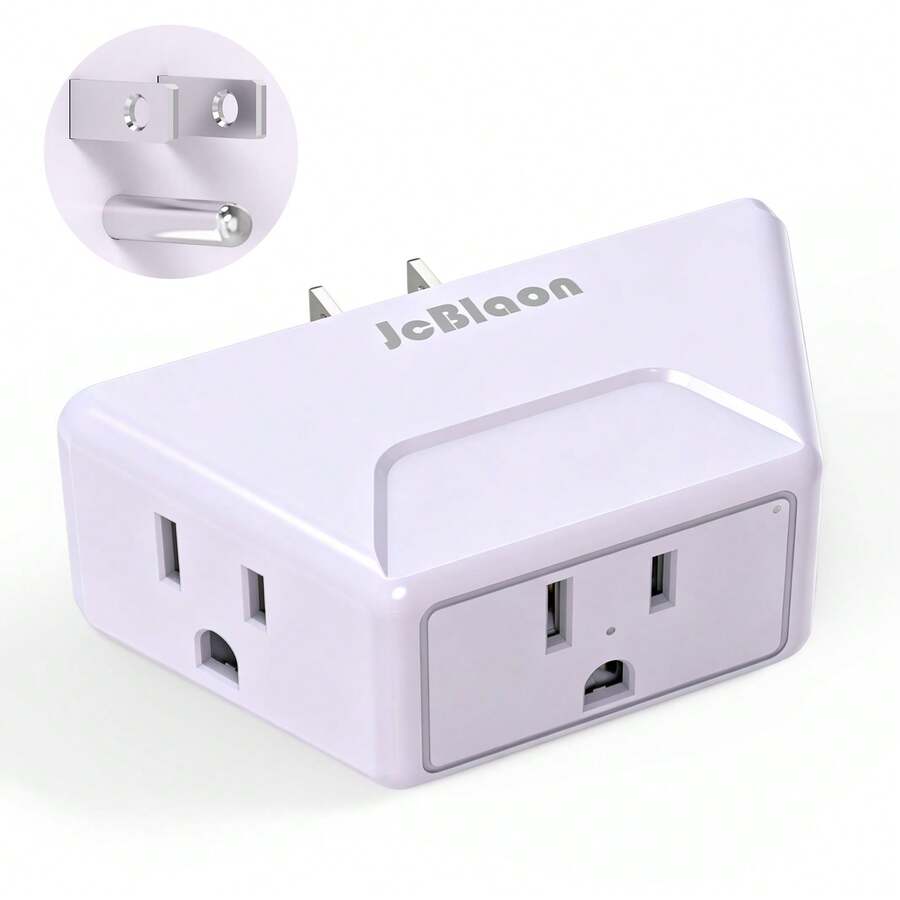 Cruise Travel Essential 3-Outlet Angled Plug Splitter, 3-Prong Grounded Outlet Extender, Compact Multi-Function Power Strip, Suitable For Kitchen And Bathroom Countertops